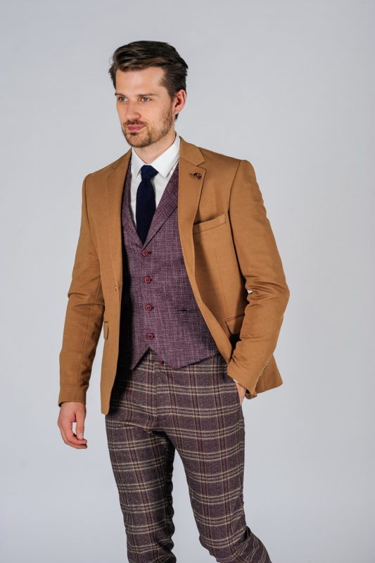 Приталенный мужской пиджак горчичного цвета. Арт.:2-118-1