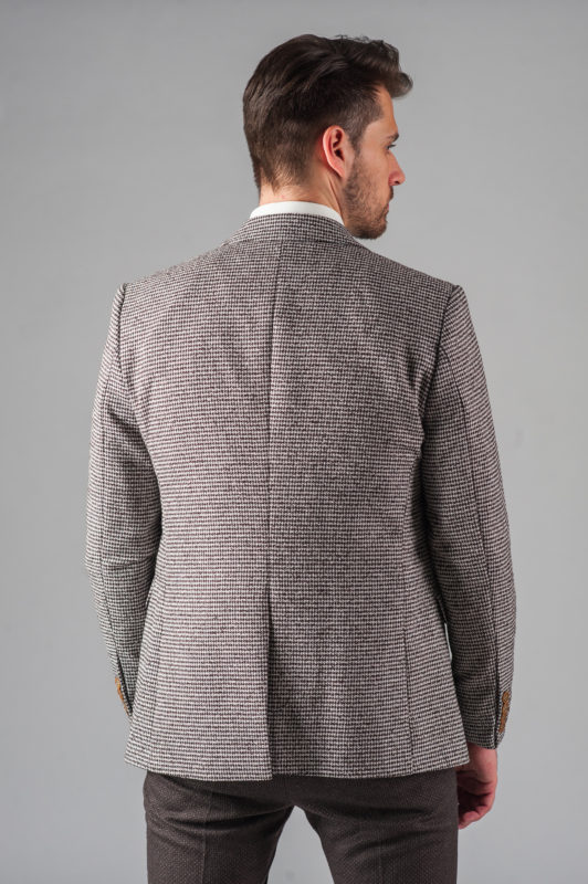 Стильный фактурный пиджак коричневого цвета. Арт.:2-318-2