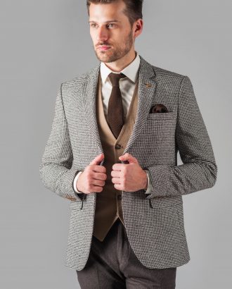 Стильный фактурный пиджак коричневого цвета. Арт.:2-318-2