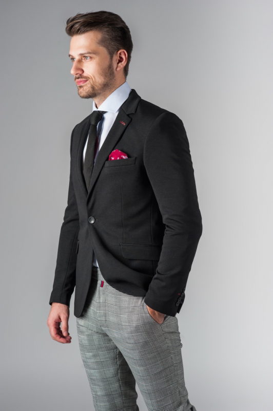 Черный мужской пиджак в стиле кэжуал. Арт.:2-216-1