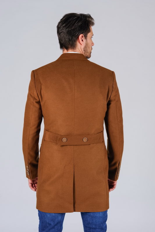 Мужское пальто горчичного цвета. Арт.:1-111-1