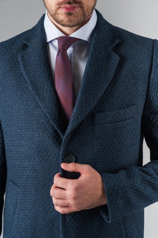 Мужское демисезонное пальто синего цвета. Арт.:1-206-2