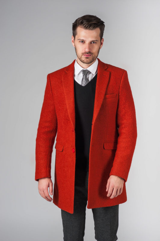 Модное мужское пальто приталенного кроя. Арт.:1-202-3