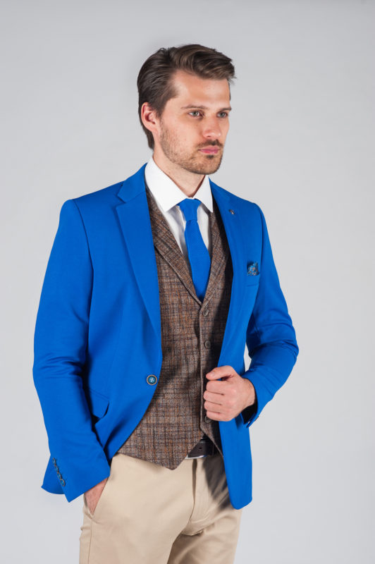 Мужской пиджак насыщенного синего цвета. Арт.:2-016-2