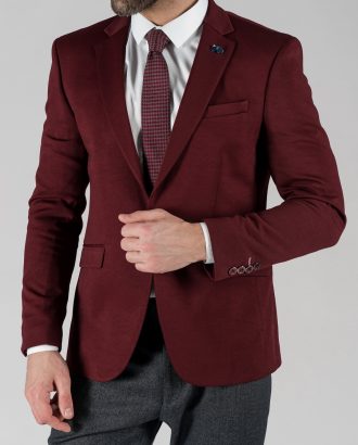 Приталенный мужской пиджак бордового цвета. Арт.:2-425-1