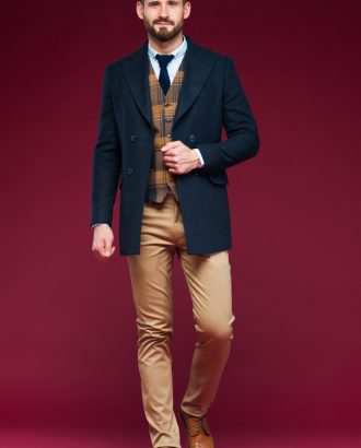 Укороченное мужское пальто синего цвета. Арт.:1-436-3