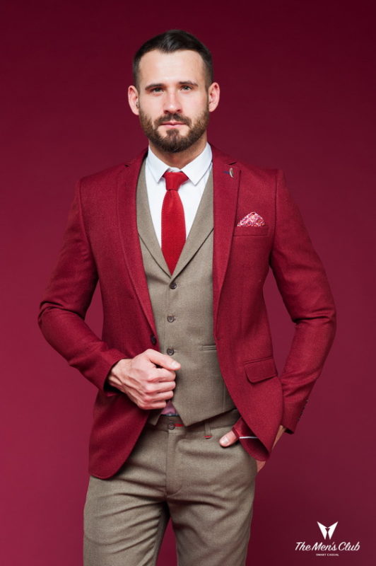 Красный мужской пиджак в стиле кэжуал. Арт.:2-454-5