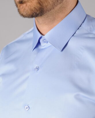 Приталенная голубая рубашка из хлопка. Арт.:5-106-12