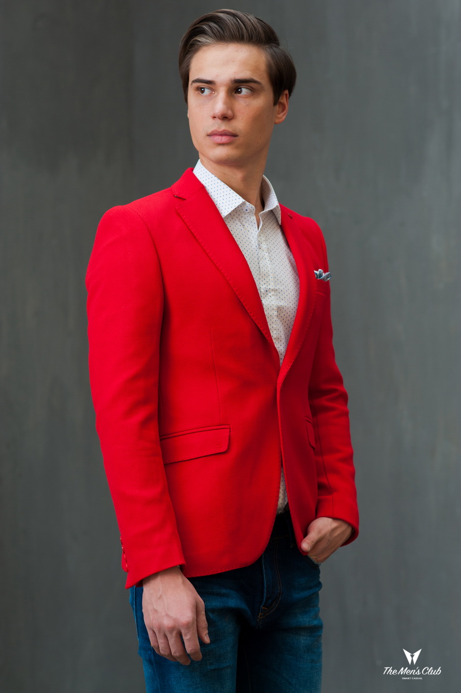 Красный приталенный мужской пиджак. Арт.:2-422-3