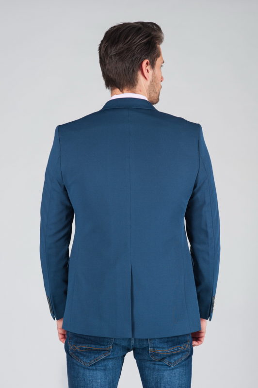 Мужской укороченный пиджак синего цвета Арт.:2-005-2