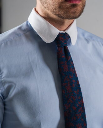 Приталенная мужская голубая рубашка с манжетами. Арт.:5-316-3