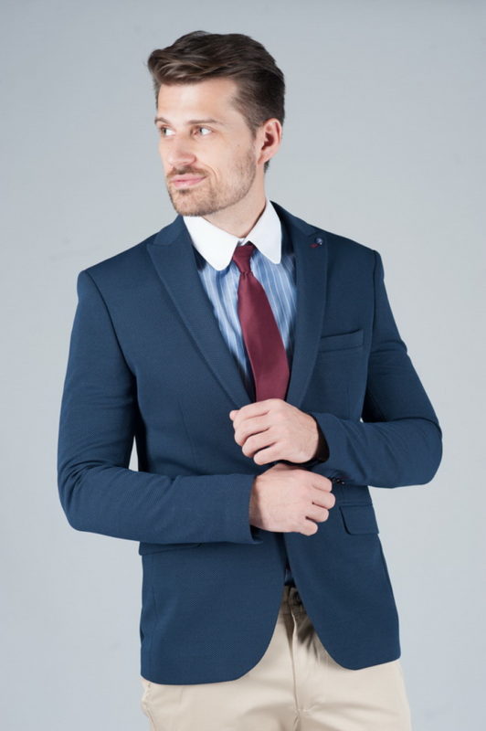 Укороченный мужской пиджак тёмно-синего цвета. Арт.:2-243-1