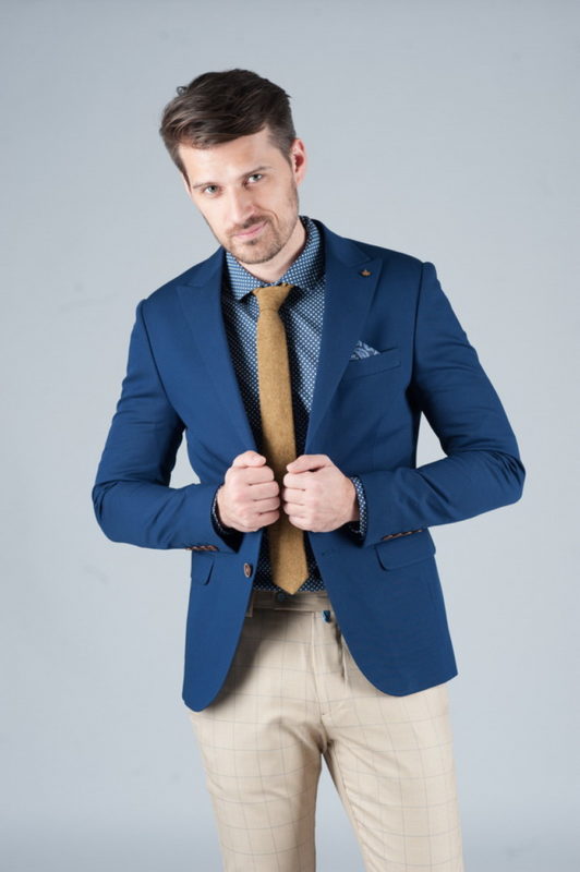 Летний пиджак без подкладки синего цвета. Арт.:2-244-8