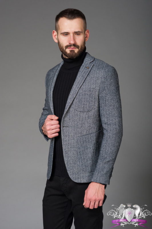 Серый пиджак с накладными карманами. Арт.:2-461-3