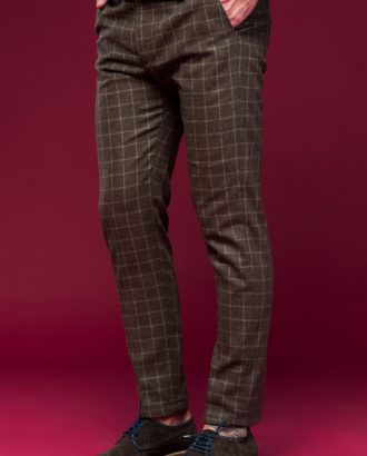 Клетчатые брюки коричневого цвета. Арт.:6-469-3