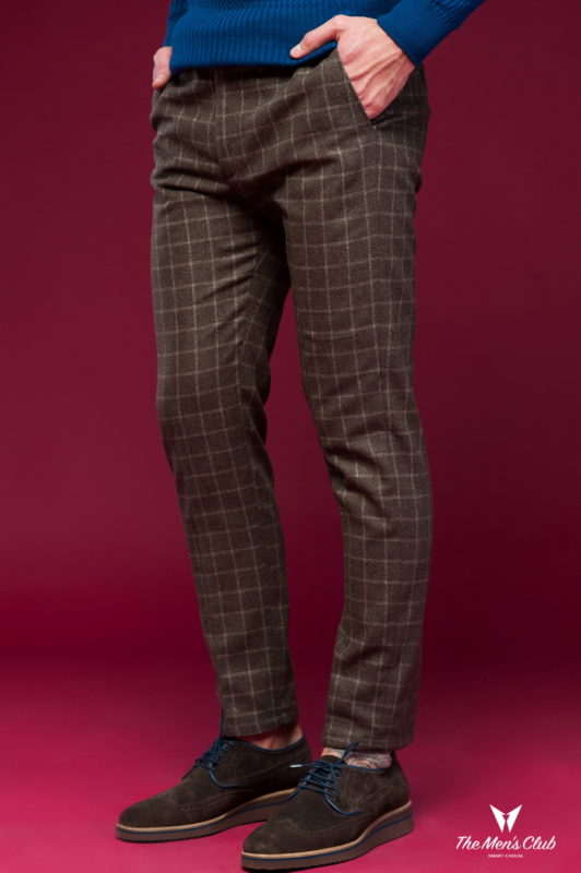 Клетчатые брюки коричневого цвета. Арт.:6-469-3