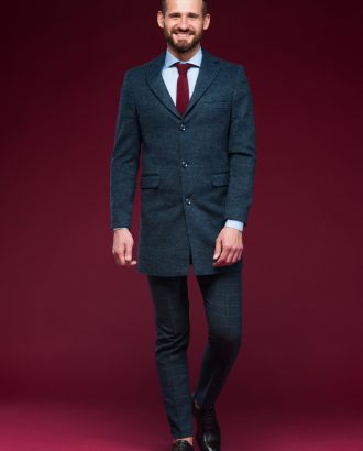 Классическое мужское пальто синего цвета. Арт.:1-447-3