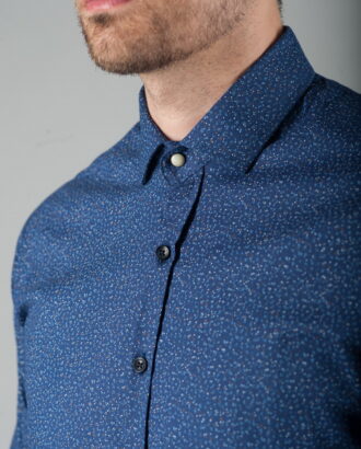 Стильная синяя рубашка с принтом. Арт.:5-283-8