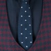 Фактурный галстук темно-синего цвета в белый горошек. Арт.:10-62