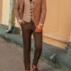 Мужской кэжуал пиджак коричневого цвета. Арт.:2-529-2