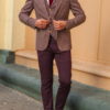 Мужской костюм из пиджака и жилета бордового цвета. Арт.:4-532-4