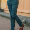 Мужские брюки без стрелок зеленого цвета. Арт.:6-536-2