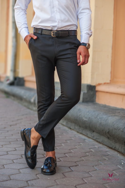 Мужские зауженные брюки черного цвета. Арт.:6-539-3