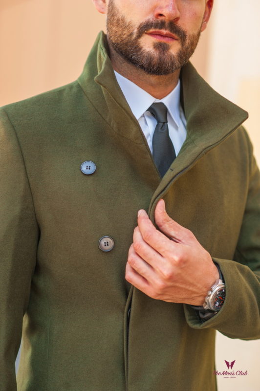 Модное мужское пальто зеленого цвета. Арт.:1-541-2