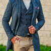 Стильное мужское пальто синего цвета. Арт.:1-543-3