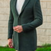 Зеленое мужское пальто приталенного кроя. Арт.:1-545-3