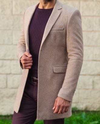 Мужское пальто бежевого цвета. Арт.:1-501-3