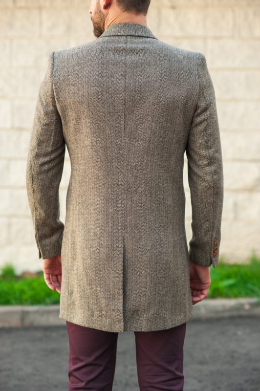 Приталенное мужское пальто серого цвета. Арт.:1-521-2