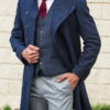 Темно-синее мужское пальто. Арт.:1-506-2