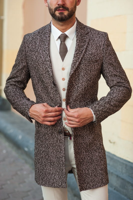 Демисезонное пальто коричневого цвета. Арт.:1-509-2