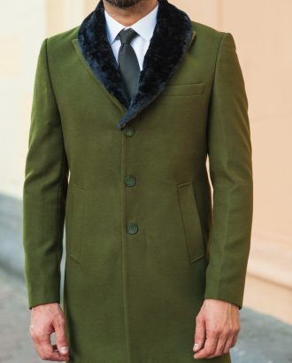 Мужское пальто зеленого цвета. Арт.:1-516-1