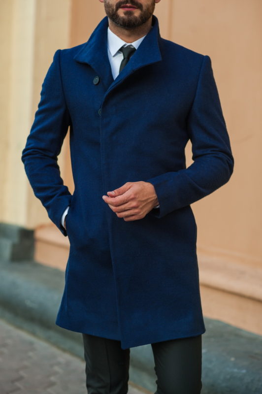 Приталенное пальто синего цвета. Арт.:1-517-2
