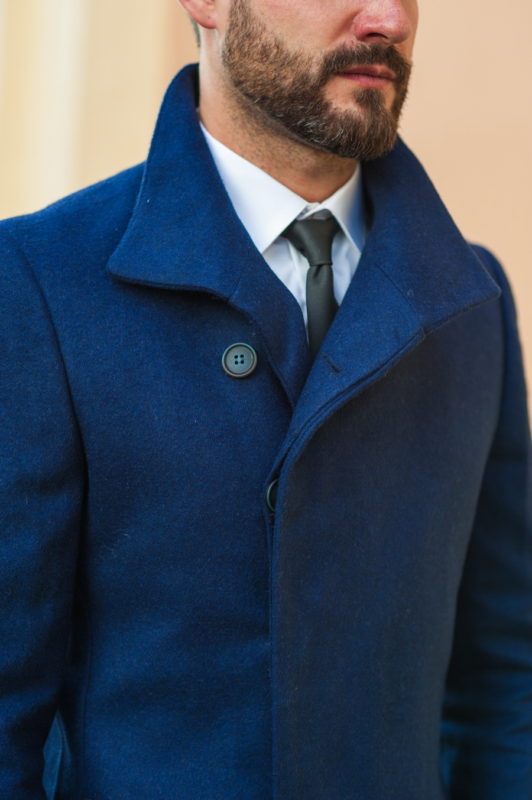 Приталенное пальто синего цвета. Арт.:1-517-2