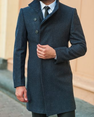Демисезонное мужское пальто серого цвета. Арт.:1-518-2