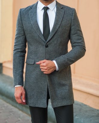 Однобортное пальто серого цвета. Арт.:1-519-3