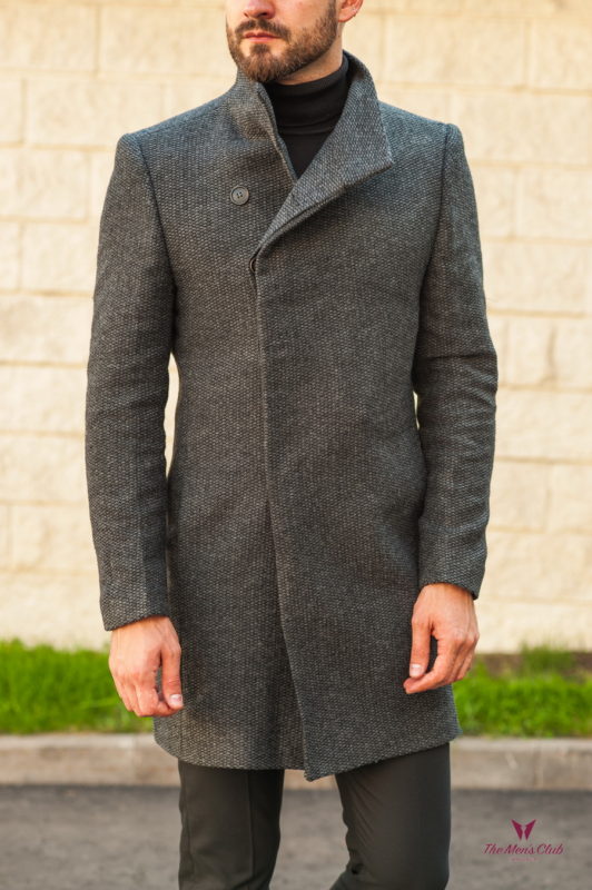 Демисезонное мужское пальто темно-серого цвета. Арт.:1-558-2