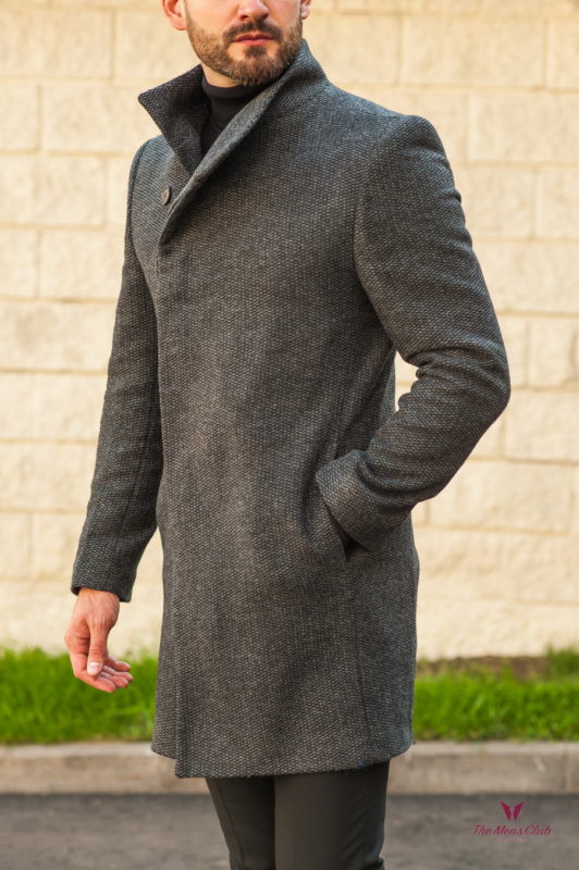 Демисезонное мужское пальто темно-серого цвета. Арт.:1-558-2