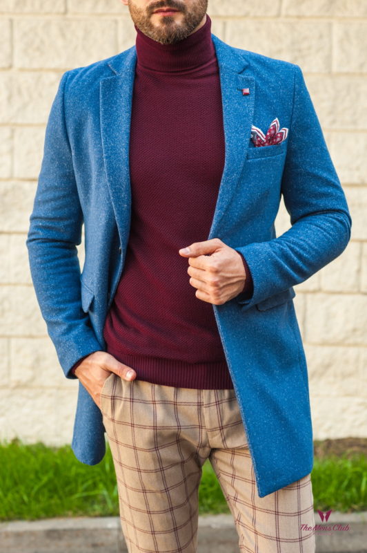 Классическое мужское пальто в синем цвете. Арт.:1-568-3
