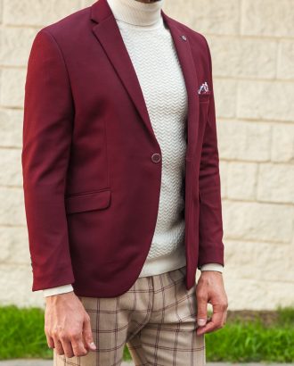 Стильный мужской пиджак в бордовом цвете. Арт.:2-569-1
