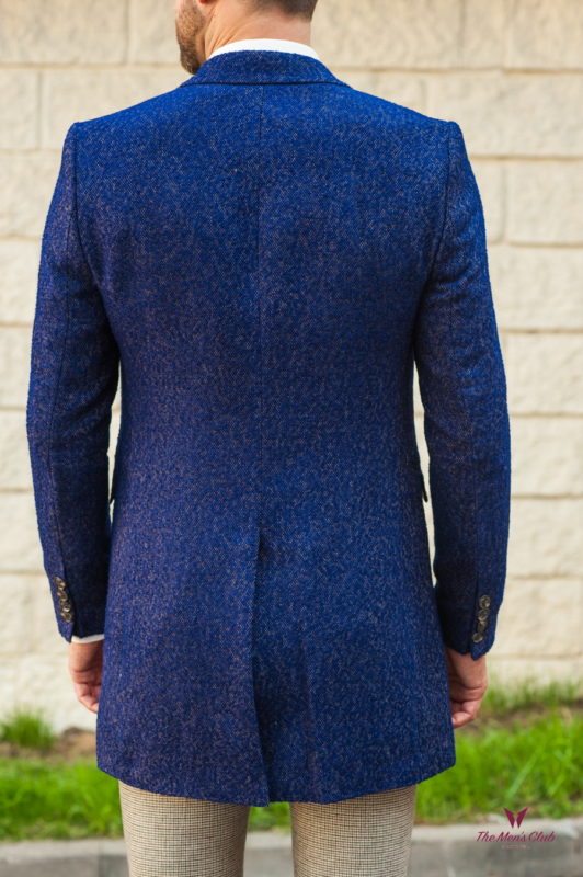 Стильное мужское пальто синего цвета. Арт.:1-571-3