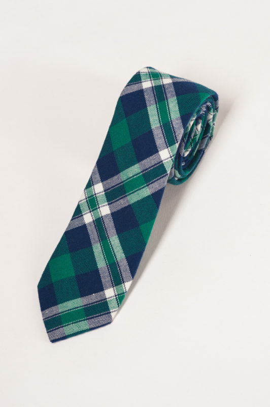 Трикотажный галстук в сине-зеленую клетку. Арт.:10-03