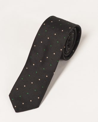 Черный трикотажный галстук в мелкий горошек. Арт.:10-07