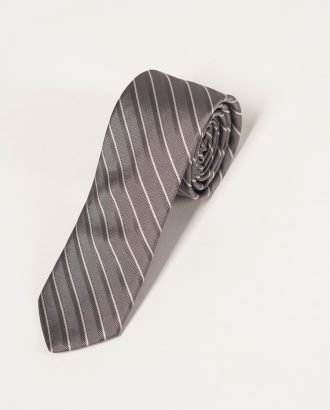 Серый галстук в диагональную полоску. Арт.:10-09
