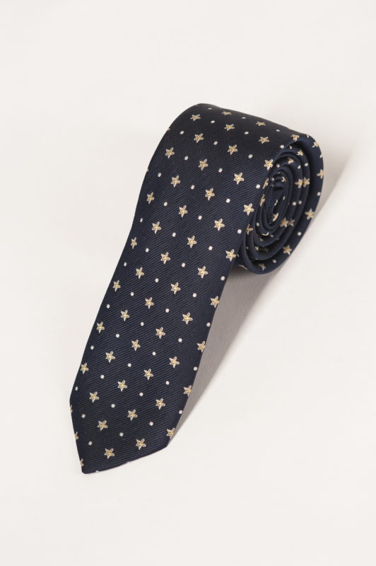 Темно-синий галстук с принтом. Арт.:10-11