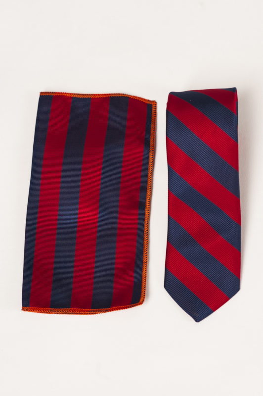 Красно-синий комплект из галстука и нагрудного платка. Арт.:10-17