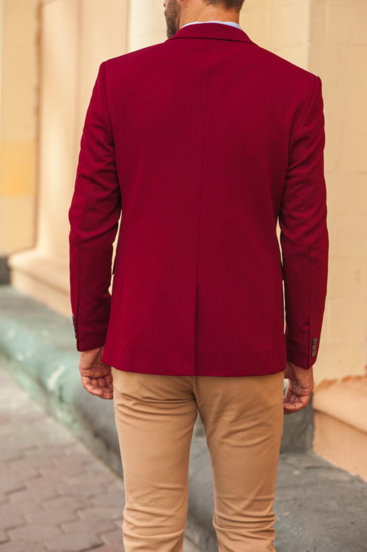 Бордовый мужской пиджак слим-фит. Арт.:2-546-2